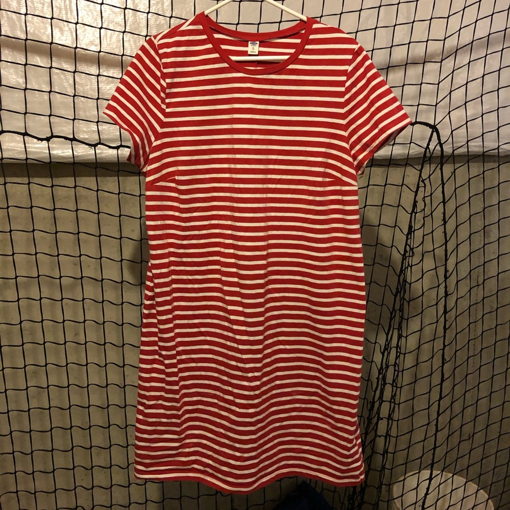 Old Navy red & white striped shirt dress